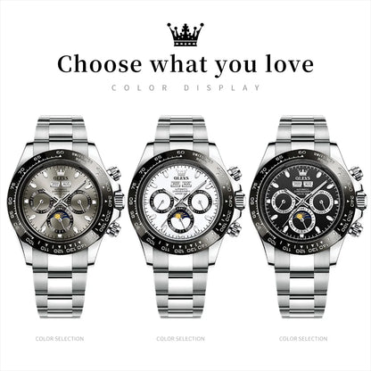 OLEVS 6654 Luxury Mens Watch Chronograph Automatic Mechanical Wristwatch Waterproof