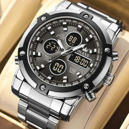 OLEVS Men's Watches Original Multifunctional Wlectronic Watch for Man Waterproof Luminous Alarm Clock