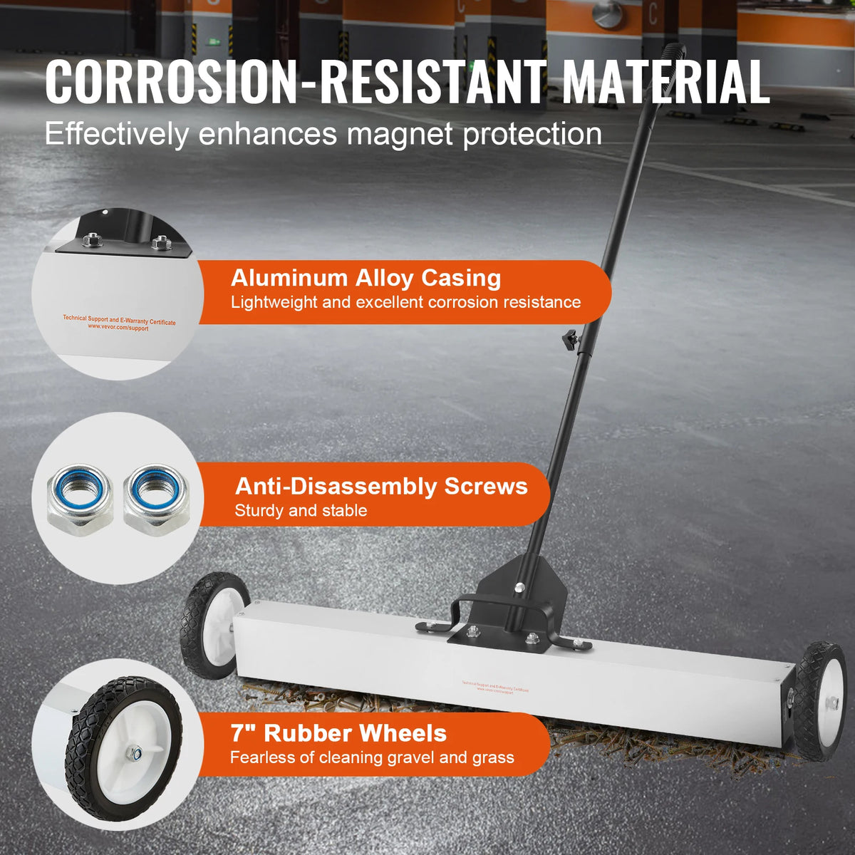 SucceBuy Rolling Magnetic Sweeper with Wheels