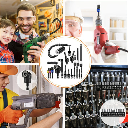 31 Pieces of Flexible Drill Bit Extension Kit, including 1/4 3/8 1/2 inch Hexagonal Socket Adapter, Flexible Magnetic Drill Bit Extender,