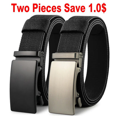 New Golf Sports Elastic Belt Tactical Belt Metal Automatic Buckle Tough Stretch Nylon Men Military Belt 115-150CM Big Size Belts