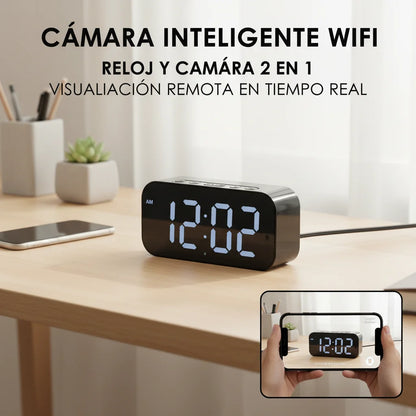 1080P HD WiFi Alarm Clock Security Camera Wireless Indoor Surveillance Monitor with Motion Detection, Remote View, Micro SD Card