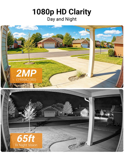 Anlapus 2MP Wired Security Camera System with Audio 8CH 3K Home CCTV DVR 1080P 360°View Pan/Tilt Surveillance Cameras Outdoor Indoor