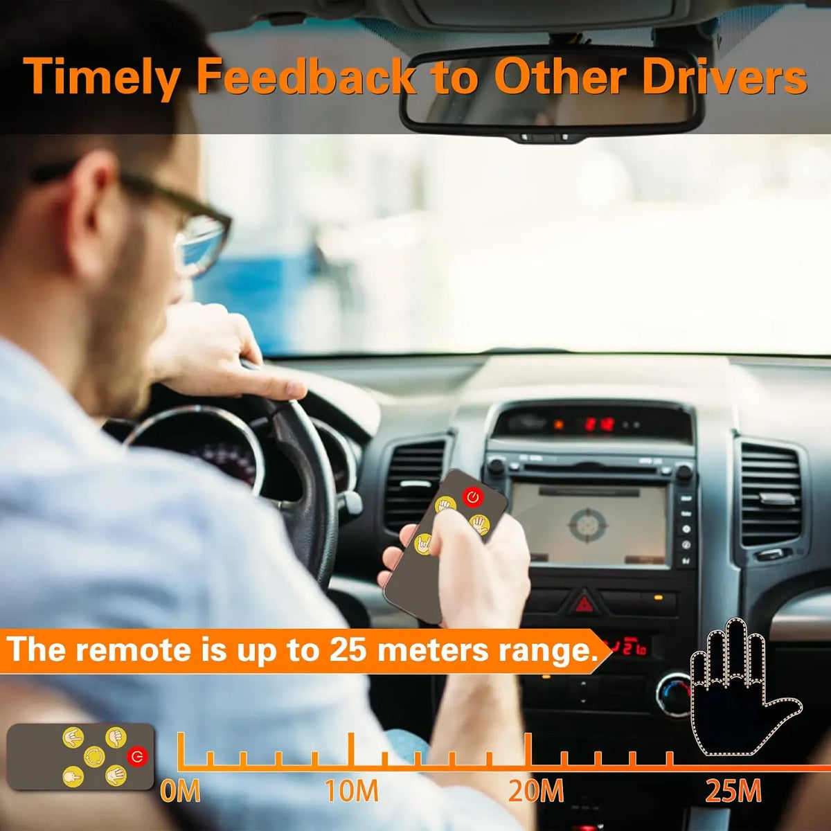 Finger Gesture Light, Funny Led Hand Sign with Remote, Glowgesture for Car Truck