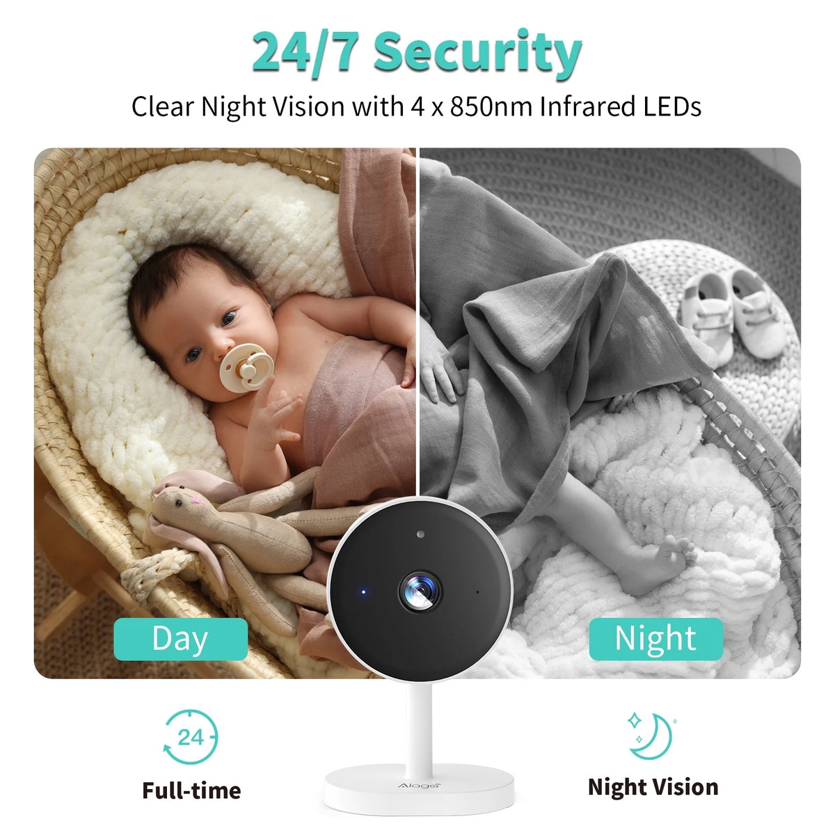 Smart 3MP HD Indoor Home Security Camera for Baby/Elder/Pet/Nanny, With Real-time APP Alert, 2-Way Audio, Human Body Detection