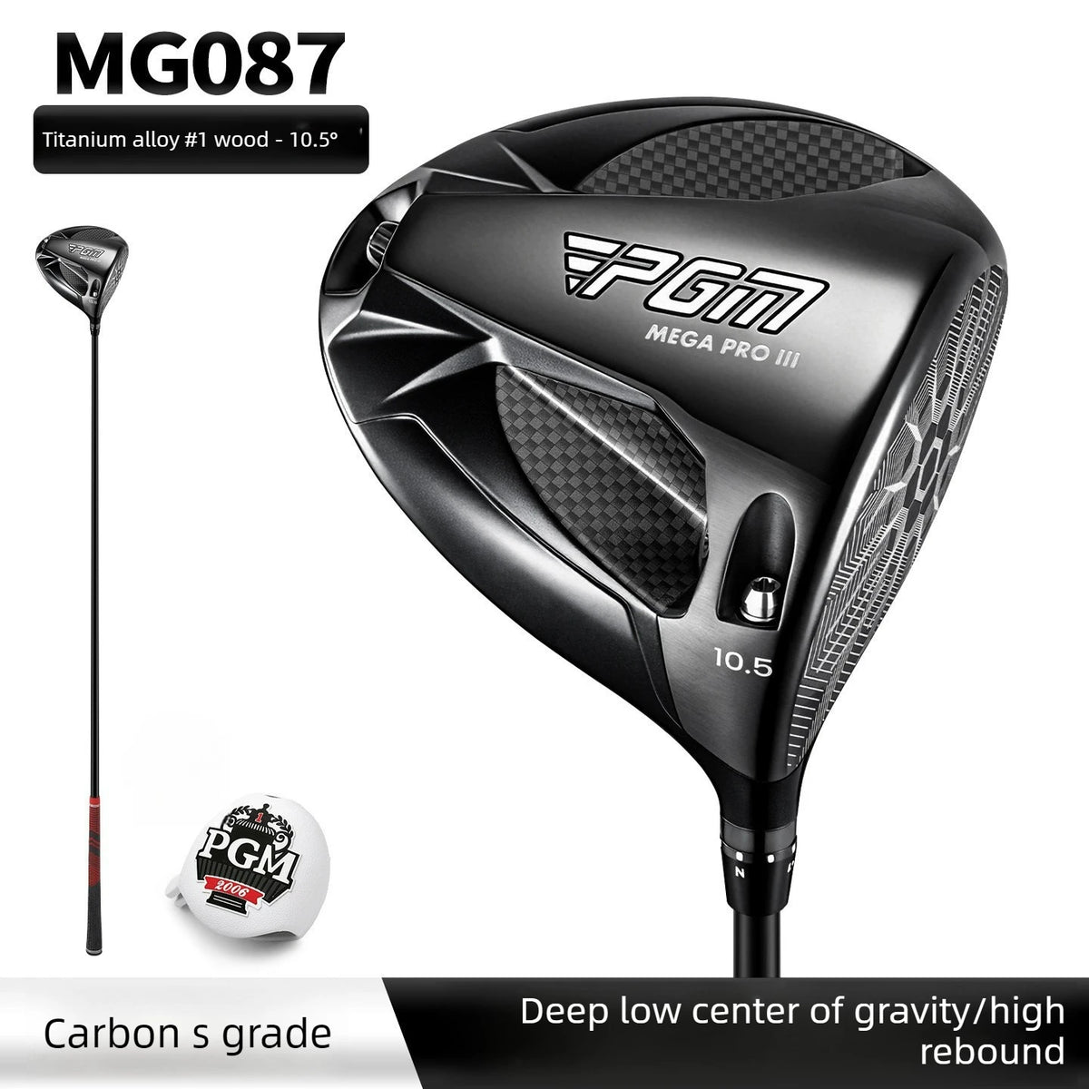 PGM Adjustable Tilt Angle Men's Professional Golf Club Men's Professional Golf Club Carbon Fiber Crown MG087