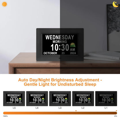 Dementia Clocks for Seniors, Digital Clock with Day and Date | Large Font, Multiple Alarm Clocks, Multiple Interface Displays, Automatic Dimming, Remote Control