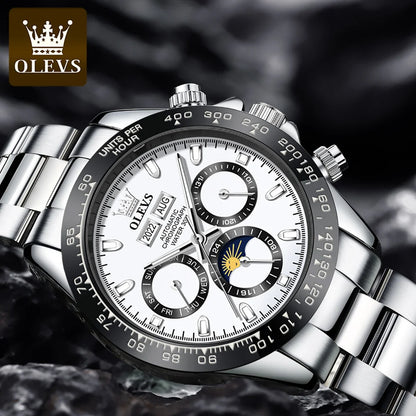 OLEVS 6654 Luxury Mens Watch Chronograph Automatic Mechanical Wristwatch Waterproof