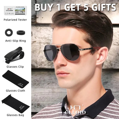 CLLOIO Men Classic Aluminum Polarized Sunglasses