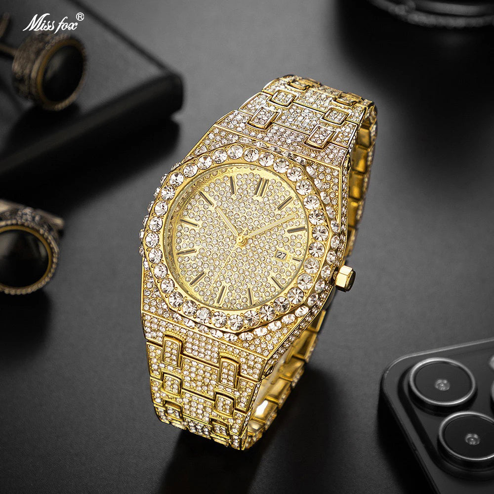 Missfox Men's Quartz Watch Luxury Fashion Hip Hop Cool Wristwatch For Male Waterproof Calendar Luminous Men Watches New Gift