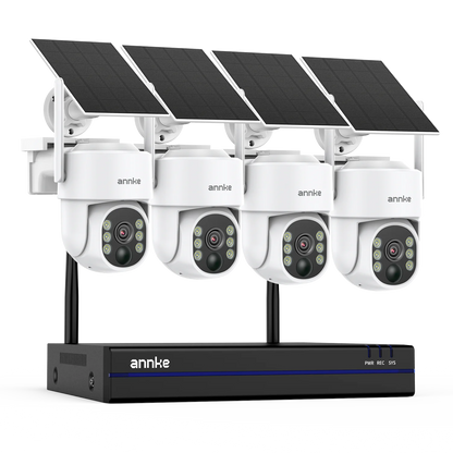 ANNKE 4MP Wireless Surveillance System 16CH NVR WiFi Surveillance Camera Kit Audio Battery Solar Surveillance Cameras Outdoor