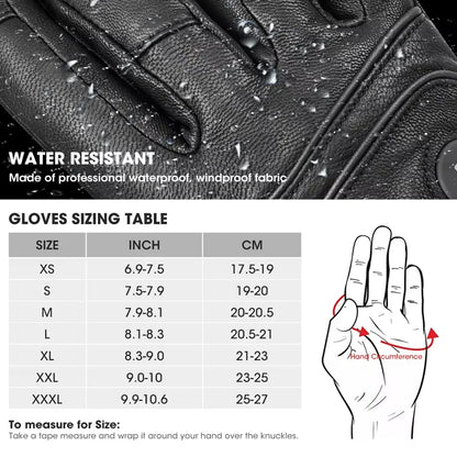 Savior Heat Winter Outdoor Sports Genuine Leather Sheepskin Electric Heating Gloves