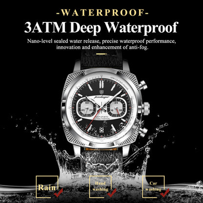 POEDAGAR Fashion Original Men Wristwatch Luminous Waterproof Date Chronograph