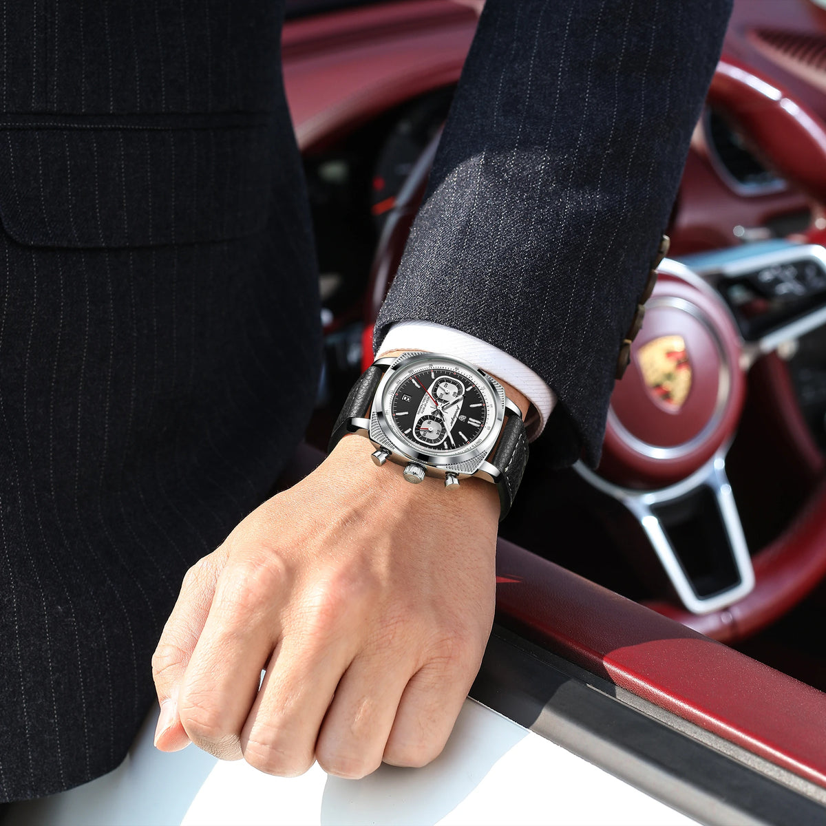 POEDAGAR Fashion Original Men Wristwatch Luminous Waterproof Date Chronograph