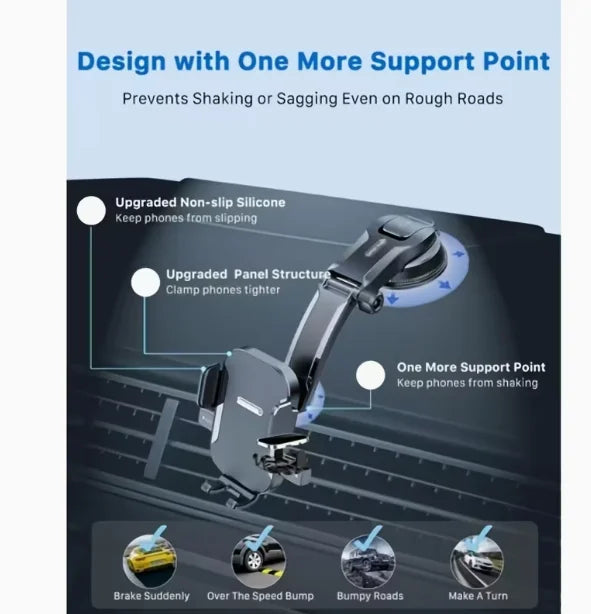 [Powerful Suction Cup] Dashboard Car Phone Mount, Upgraded Hands-free Phone Holder,