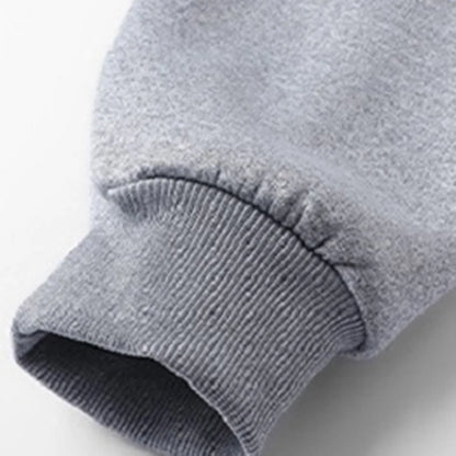 New Men's Solid Color Fleece-Lined and Thickened Winter Hooded Drawstring Sweatshirt Cardigan,