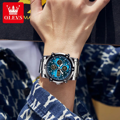 OLEVS Men's Watches Original Multifunctional Wlectronic Watch for Man Waterproof Luminous Alarm Clock