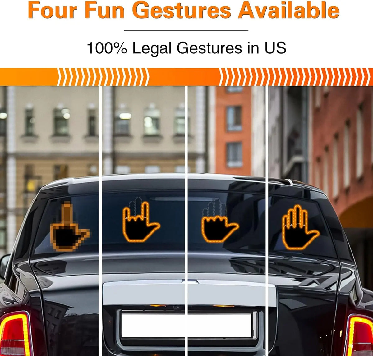Finger Gesture Light, Funny Led Hand Sign with Remote, Glowgesture for Car Truck