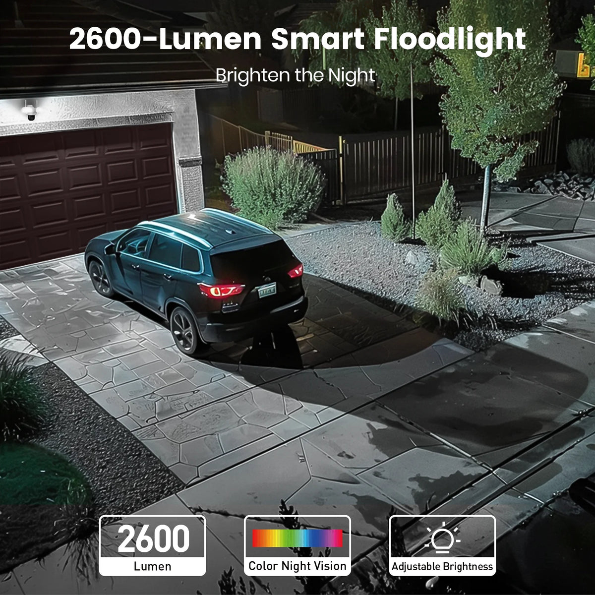 Dekco 3K UHD WiFi Floodlight Camera Outdoor 360° View Color Night Vision Wireless Security Camera PIR Detection 2-way Audio