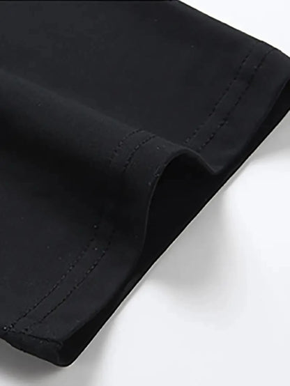 Men's Crew Neck T-Shirt, Loose Version Black Lightweight Cotton