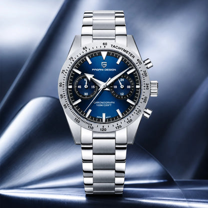 PAGANI DESIGN 2026 New Retro Blue Mens Watches Moon Quartz Watch For Men