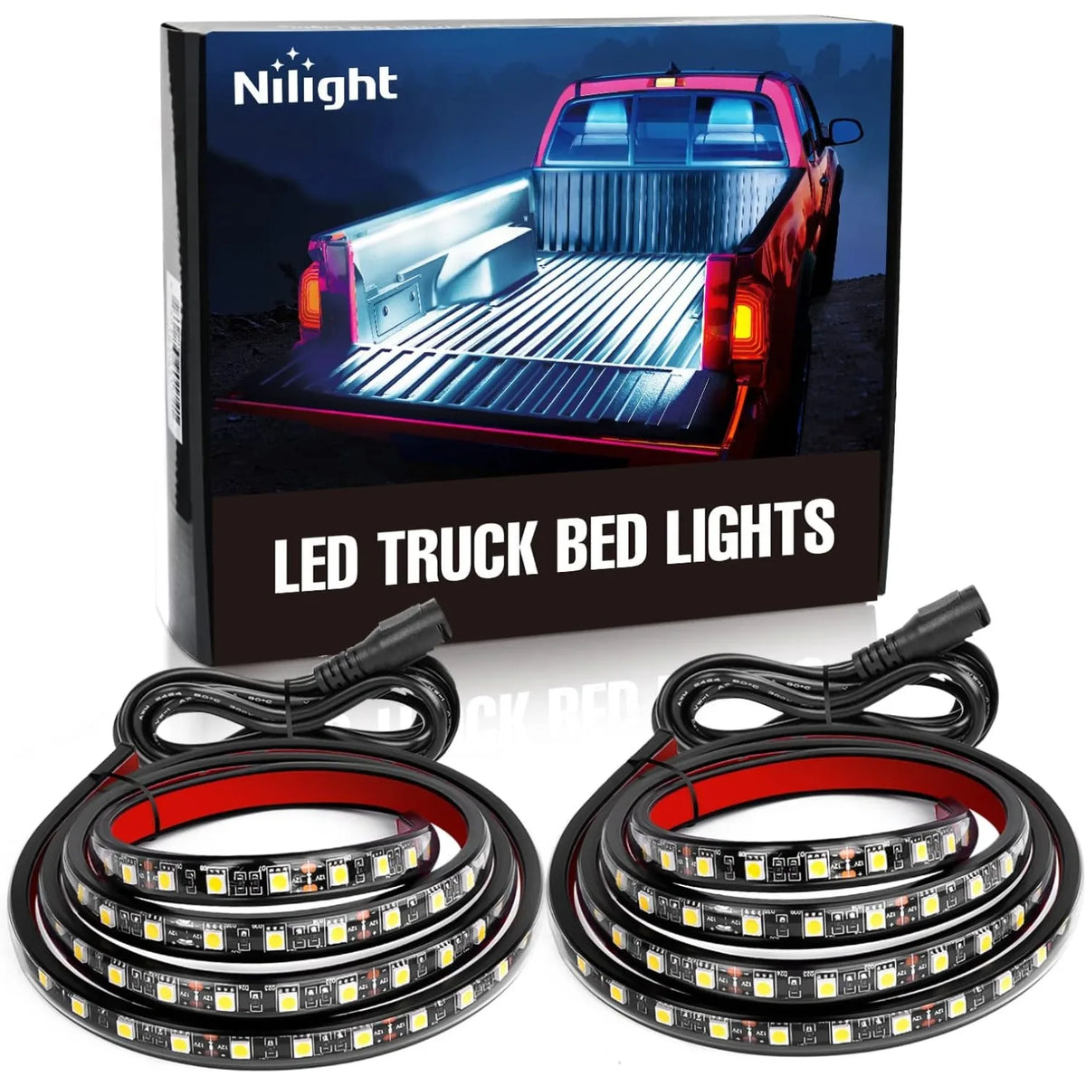 Nilight 2PCS 60 Inch 180 LED Truck Bed Light Kit, Waterproof Cargo LED Strip Lights with On/Off Switch
