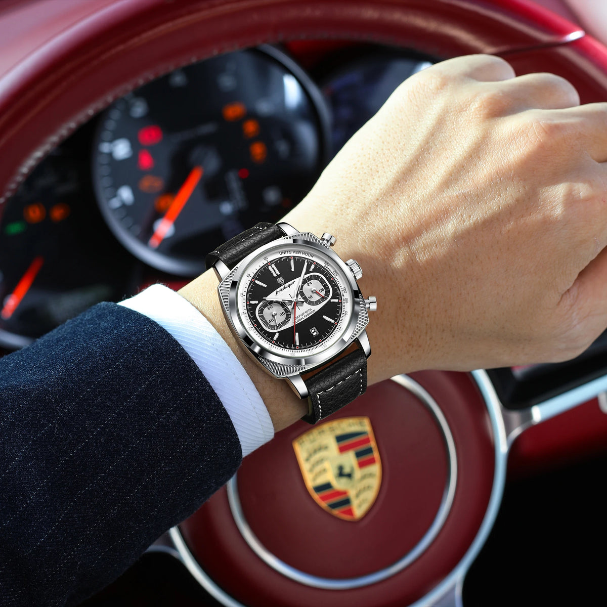 POEDAGAR Fashion Original Men Wristwatch Luminous Waterproof Date Chronograph