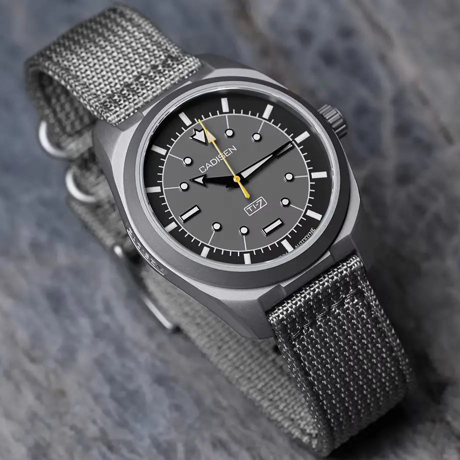 CADISEN TI-7 Autodyne Titanium Automatic Mechanical Watch Man Canvas Wristwatch