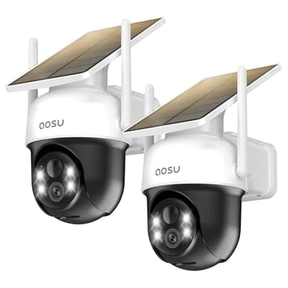 Renewed AOSU 2/4/6/8pcs 3MP Solar Camera 5000mAh Battery Two-way Audio Security Camera Wireless Solar Panel PTZ CCTV Camera