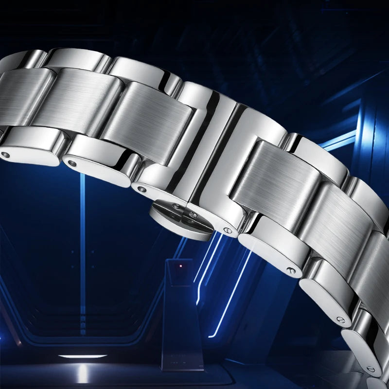 Mark Fairwhale Fashion Skeleton Dial Automatic Movement Stainless Steel Band Luminous Men's Watch