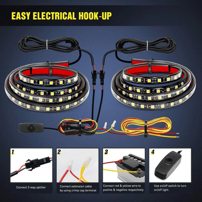 Nilight 2PCS 60 Inch 180 LED Truck Bed Light Kit, Waterproof Cargo LED Strip Lights with On/Off Switch