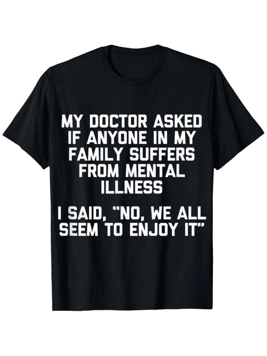 Men's Crew Neck T-Shirt, Loose Version Black Lightweight Cotton