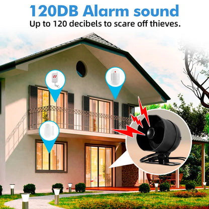 Tuya Smart WiFi Home Security Alarm System Kit 120dB Loud Siren Door Window Sensor PIR Motion Detector Remote Control Works with Alexa Google Assistant