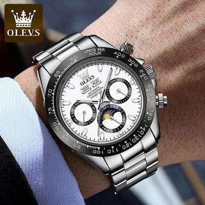 OLEVS 6654 Luxury Mens Watch Chronograph Automatic Mechanical Wristwatch Waterproof