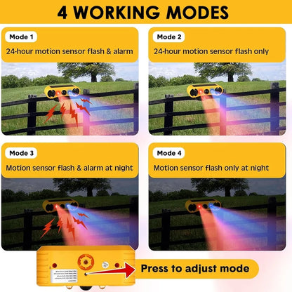 Outdoor Waterproof Solar Motion Alarm Detector, Solar Infrared Detector 130dB 13 Sound Siren Alarm Lights, Security Alarm Sensor