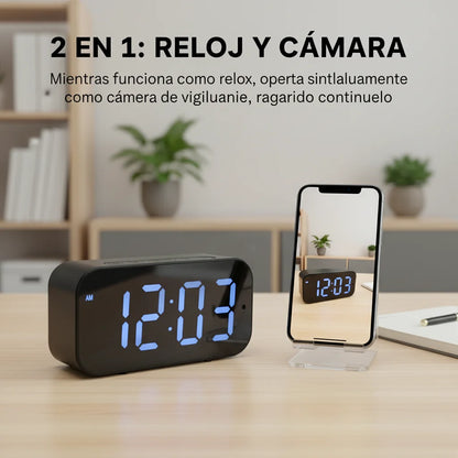 1080P HD WiFi Alarm Clock Security Camera Wireless Indoor Surveillance Monitor with Motion Detection, Remote View, Micro SD Card