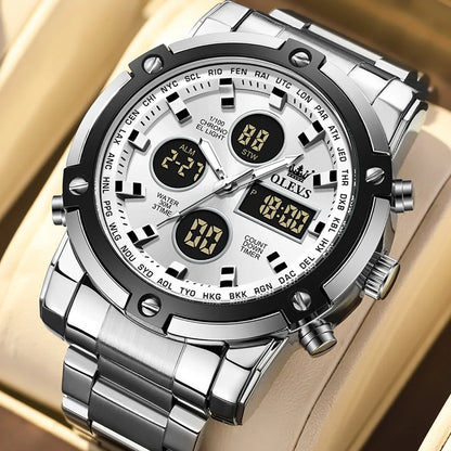 OLEVS Men's Watches Original Multifunctional Wlectronic Watch for Man Waterproof Luminous Alarm Clock