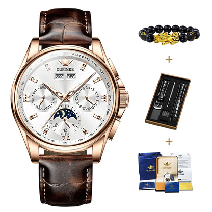 OUPINKE 3189 Men's Watch Top Brand Luxury Moonswatch Automatic Mechanical Watch For Men 50M Waterproof