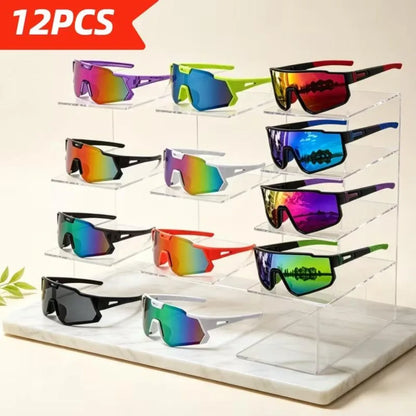 12 Pairs of Color-Coated Sports Cycling Sunglasses,