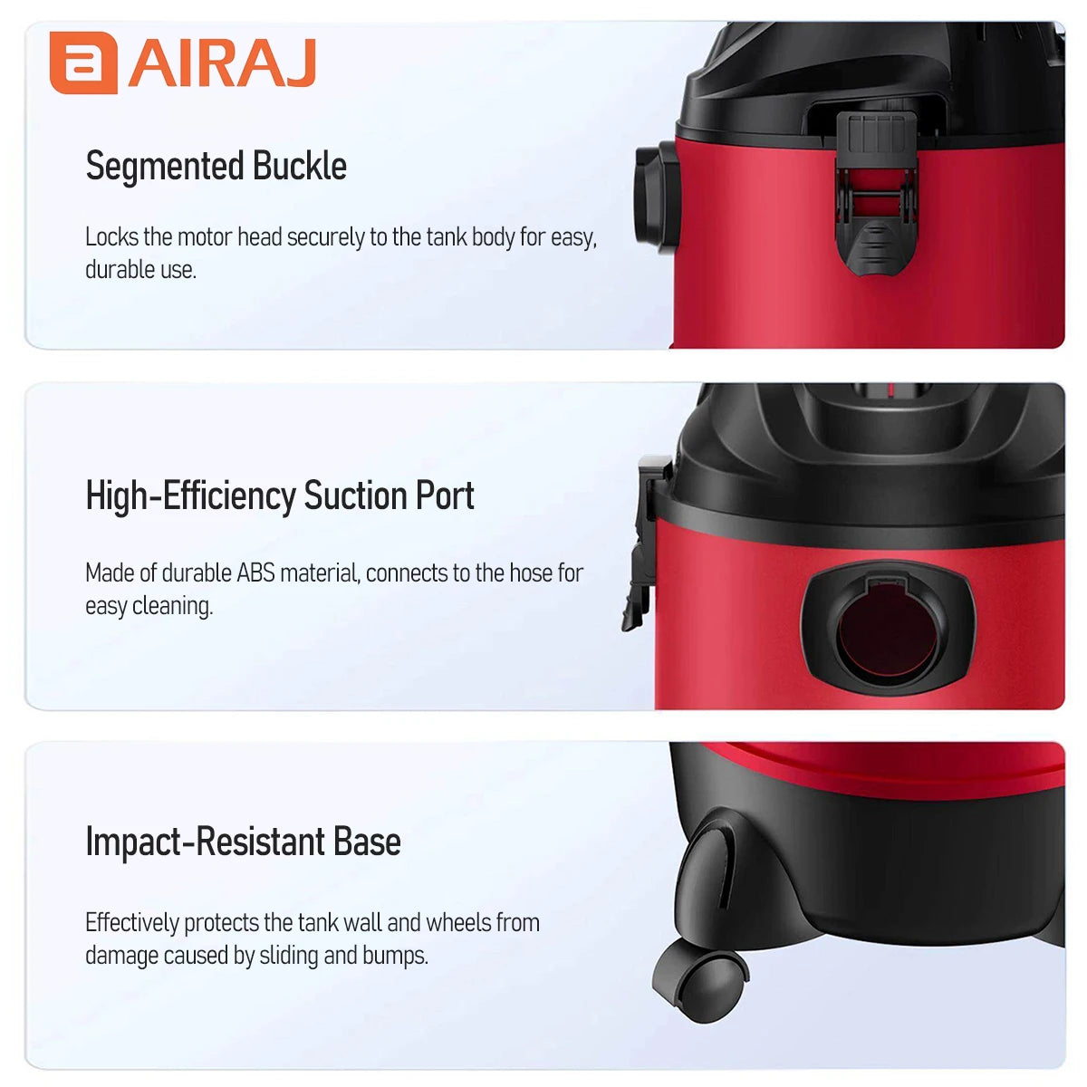 AIRAJ 5 Gallon Electric Vacuum Cleaner Set 120V 1200W High-power Dry Wet Blow Vacuum Cleaner Dusting Machine Household Cleaner