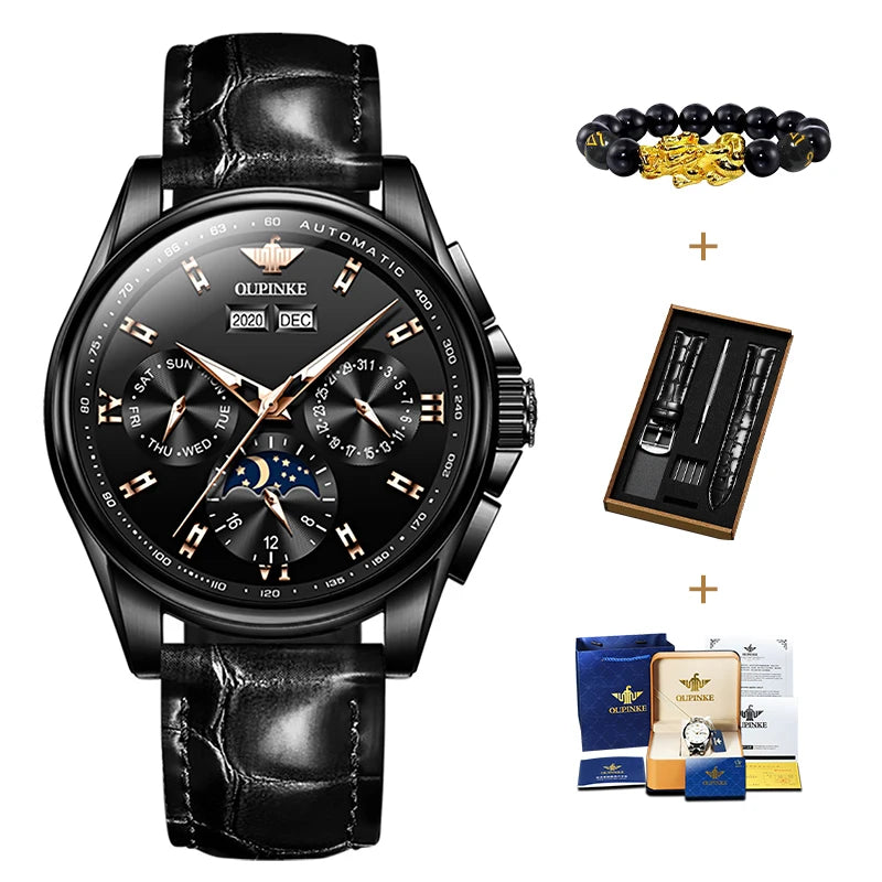 OUPINKE 3189 Men's Watch Top Brand Luxury Moonswatch Automatic Mechanical Watch For Men 50M Waterproof