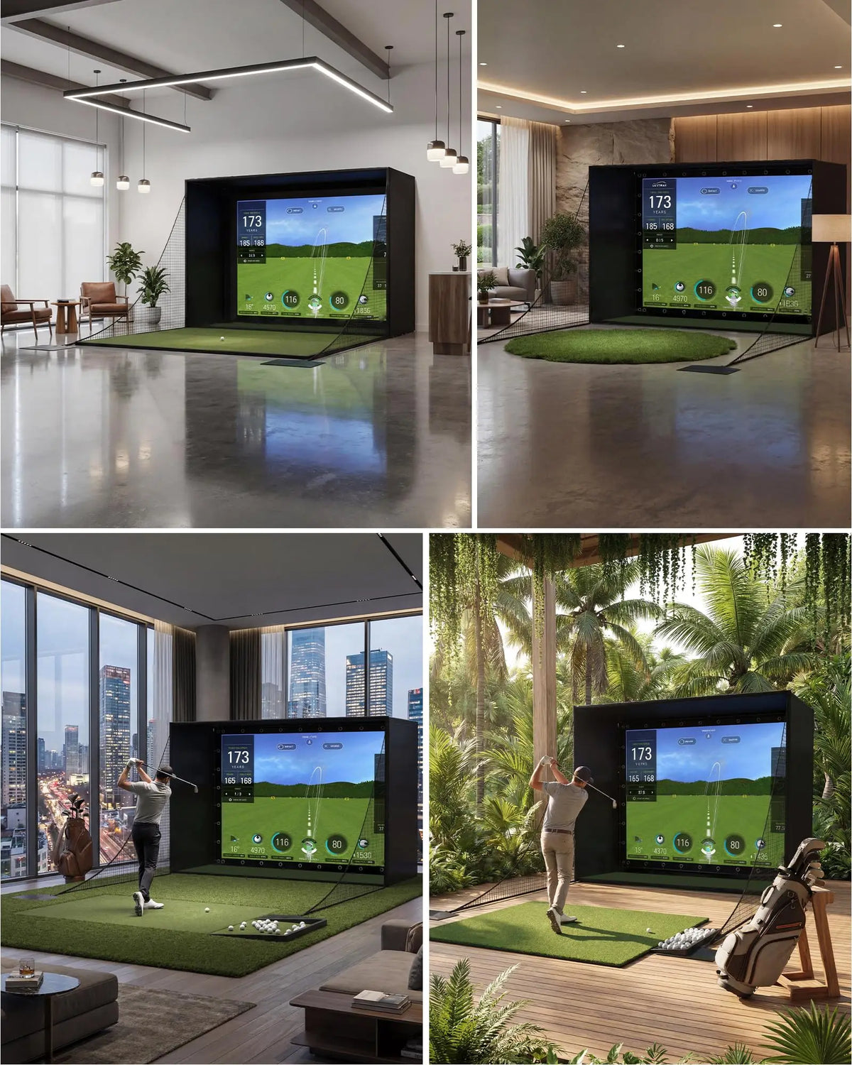12X8FT Indoor Golf Simulators Enclosure  with HD Impact Screen & Durable Frame Golf Practice Simulator Enclosure Net For Home