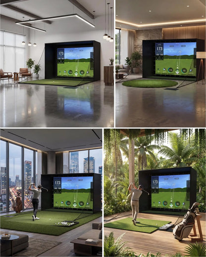 12X8FT Indoor Golf Simulators Enclosure  with HD Impact Screen & Durable Frame Golf Practice Simulator Enclosure Net For Home