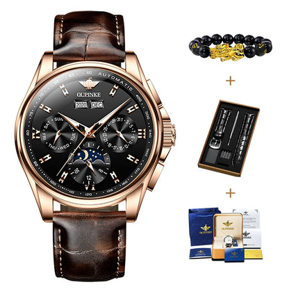 OUPINKE 3189 Men's Watch Top Brand Luxury Moonswatch Automatic Mechanical Watch For Men 50M Waterproof