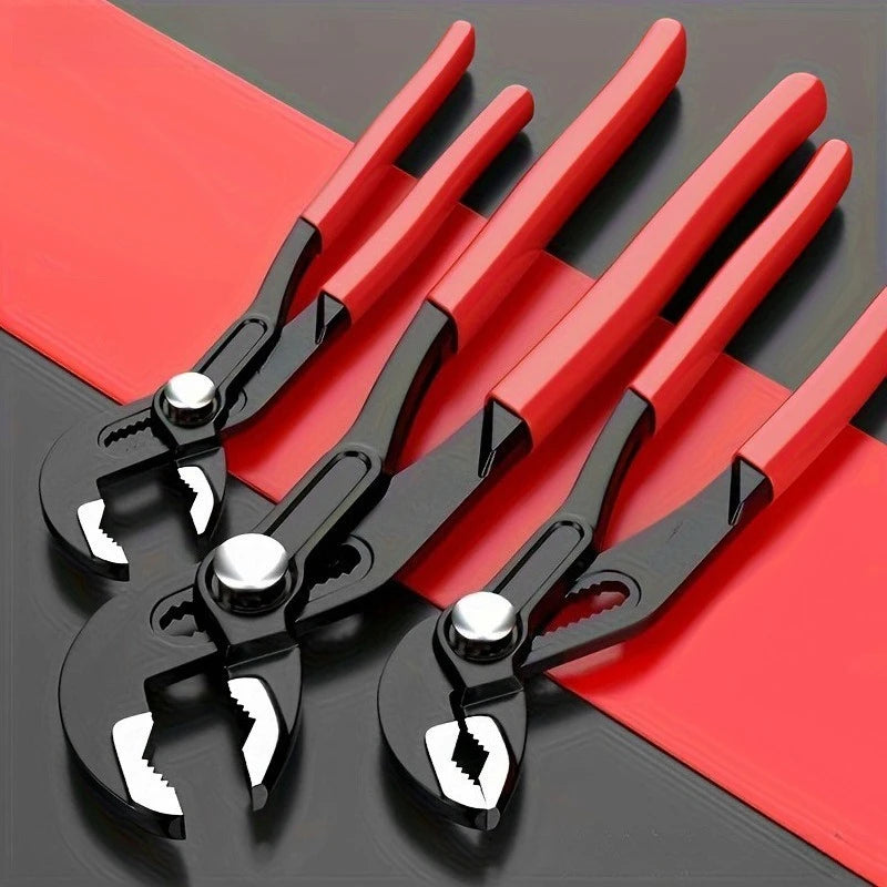3Pcs Quick Auto‑Adjust Water Pump Pliers Multifunctional Large Opening Universal Wrench Household Faucet Repair Hand Tool