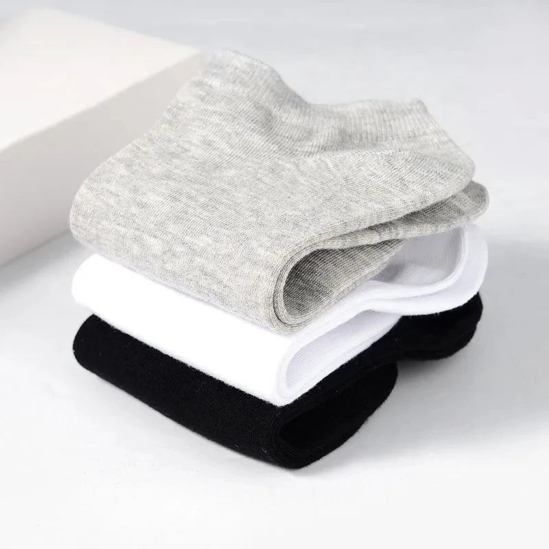 10pairs / Low Black And White Gray Cotton Socks Men's Socks