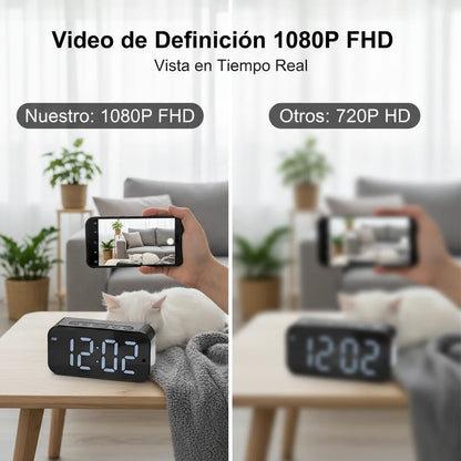 1080P HD WiFi Alarm Clock Security Camera Wireless Indoor Surveillance Monitor with Motion Detection, Remote View, Micro SD Card
