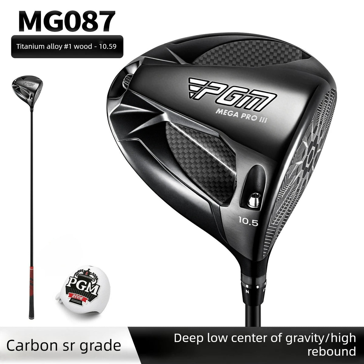 PGM Adjustable Tilt Angle Men's Professional Golf Club Men's Professional Golf Club Carbon Fiber Crown MG087