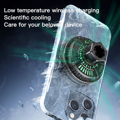 Fan Cooling Car Magnetic Bracket Wireless Charger QI1 Wireless Fast Charging Suitable for iPhone 12-17 Series Car Vent Installation Car Phone Holder
