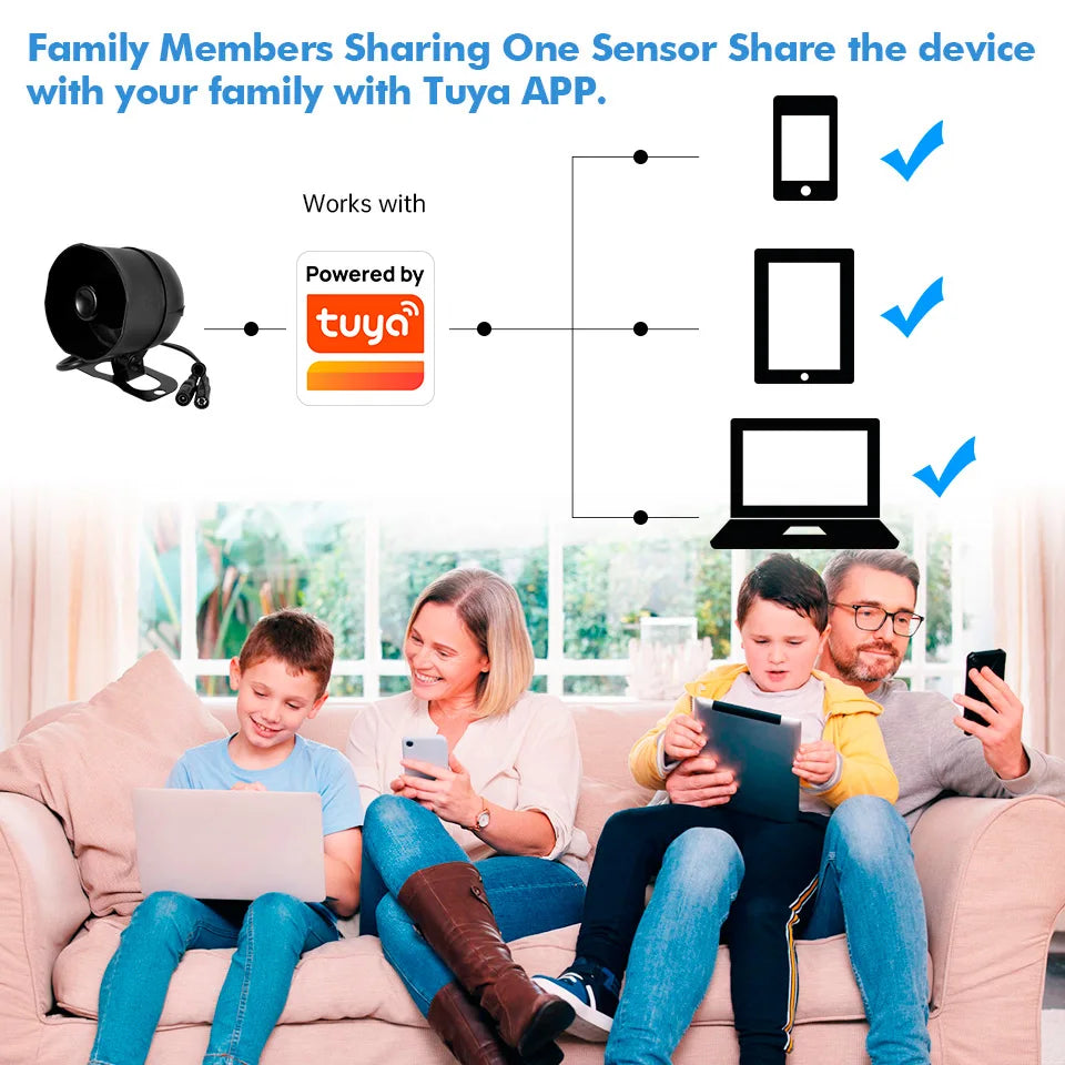 Tuya Smart WiFi Home Security Alarm System Kit 120dB Loud Siren Door Window Sensor PIR Motion Detector Remote Control Works with Alexa Google Assistant